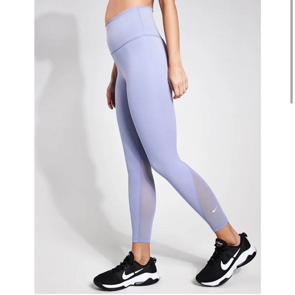 Nike Light Purple Women's High Rise 7/8 Leggings with Mesh at Ankles